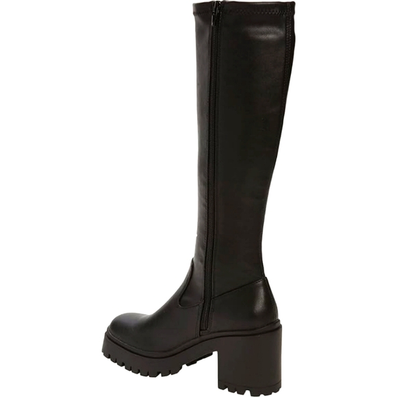 Madden Girl Shoes - Women’s Platform Knee High Boots Round Toe Chunky Heel Lug Sole Side Zipper Slip